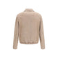 Beige Calf Leather Bos Taurus Leather Jacket
