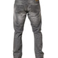 Gray Washed Mid Waist Straight Men Denim Trouser Jeans