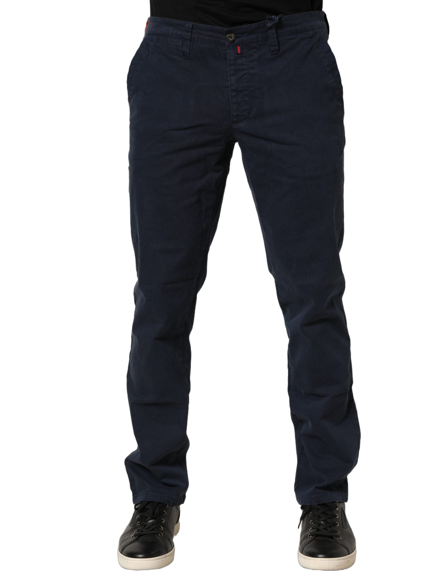 Navy Blue Skinny Chino Mid Waist Men Pants