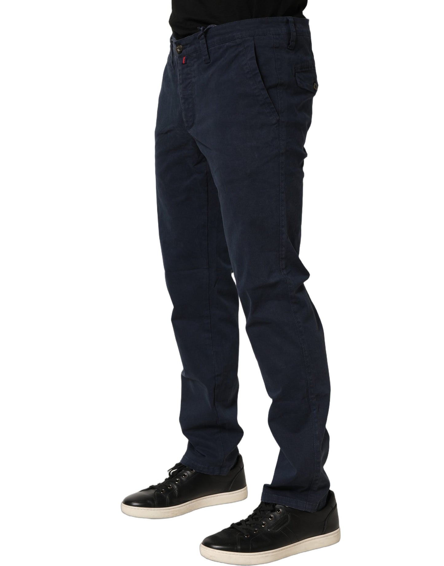 Navy Blue Skinny Chino Mid Waist Men Pants