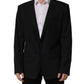 Black Wool Single Breasted Blazer Jacket