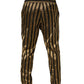 Gold Black Stripe Satin Tapered Leg Men Pants