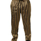 Gold Black Stripes Satin Tapered Leg Pants