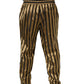 Gold Black Stripes Satin Tapered Leg Pants