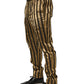 Gold Black Stripes Satin Tapered Leg Men Pants