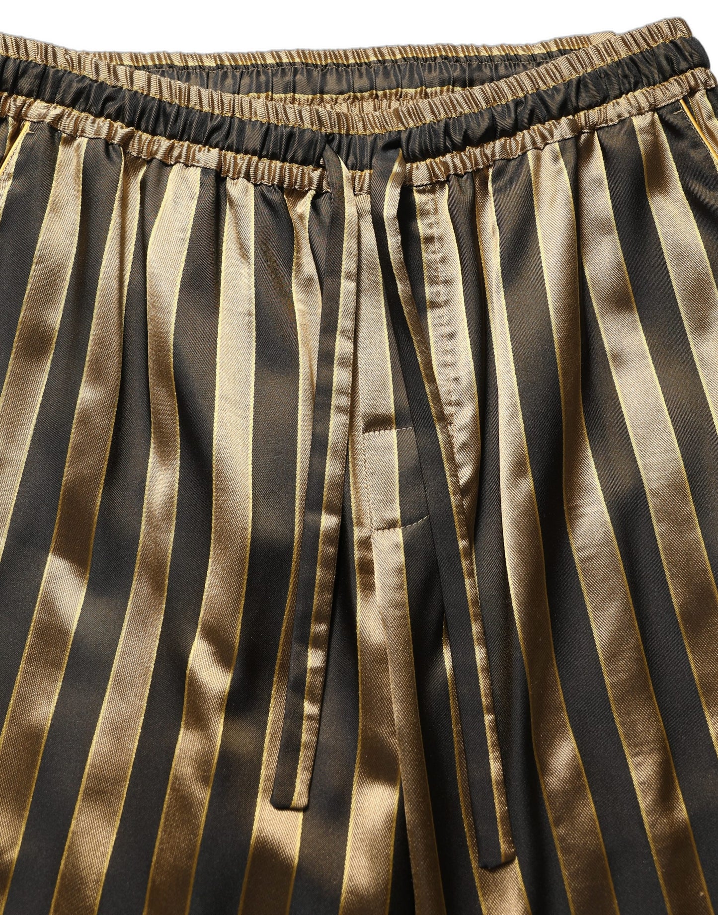 Gold Black Stripes Satin Tapered Leg Men Pants