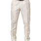 White Floral Men Dress Formal Trouser Pants