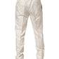 White Floral Men Dress Formal Trouser Pants