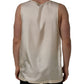 Off White Silk Sleeveless Tank Top T-shirt
