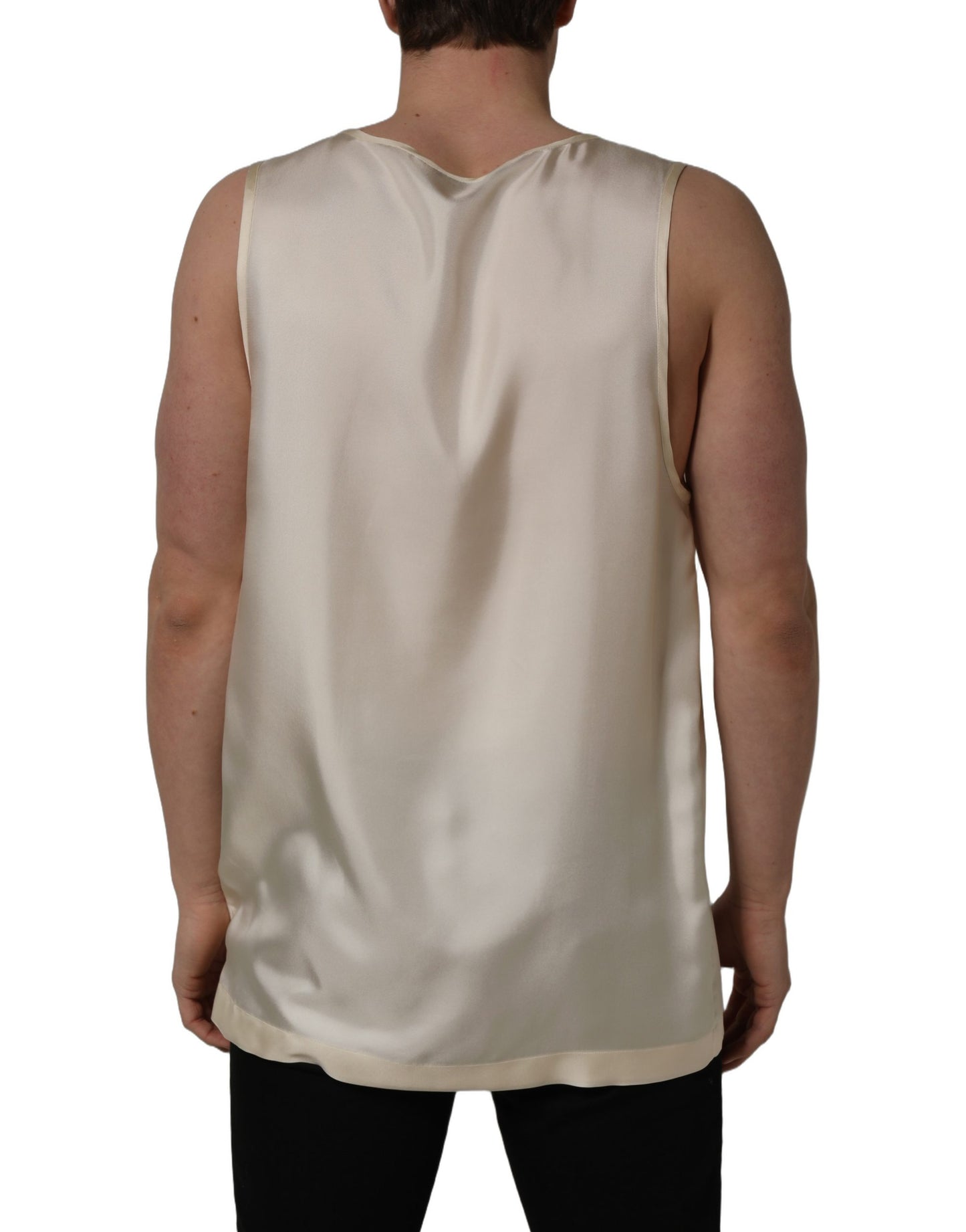 Off White Silk Sleeveless Tank Top T-shirt