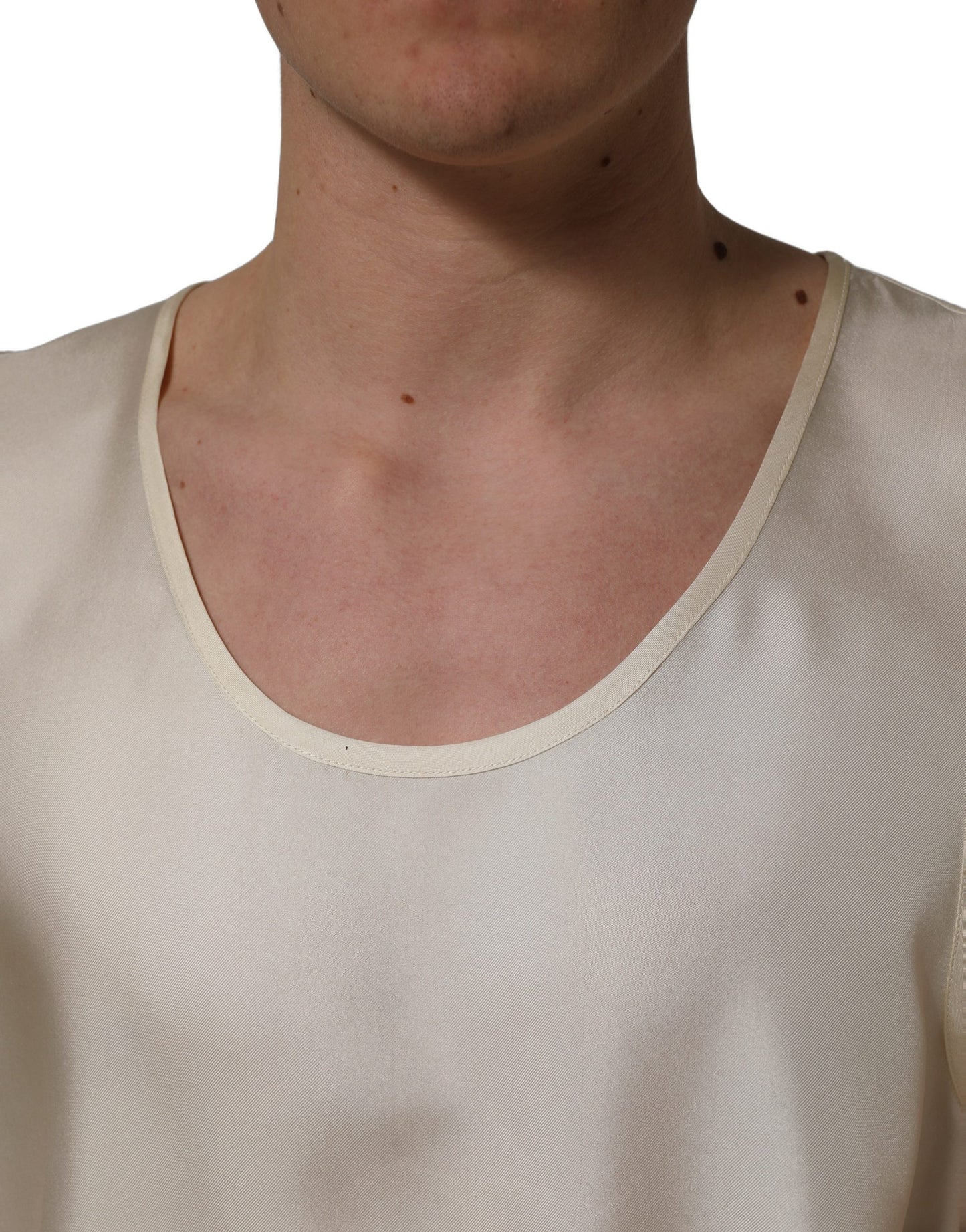 Off White Silk Sleeveless Tank Top T-shirt