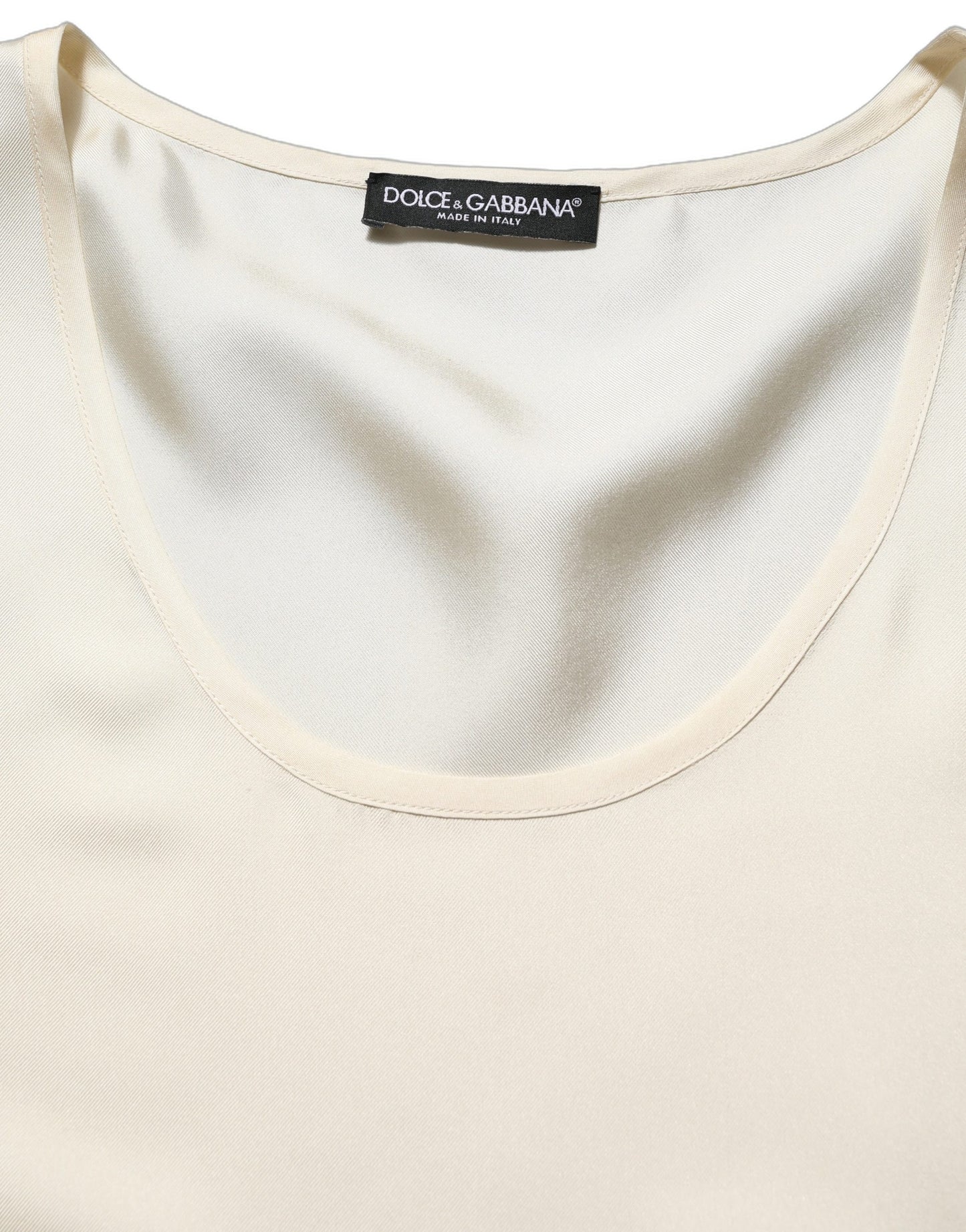 Off White Silk Sleeveless Tank Top T-shirt