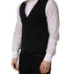 Black Wool Single Breasted Waistcoat Vest