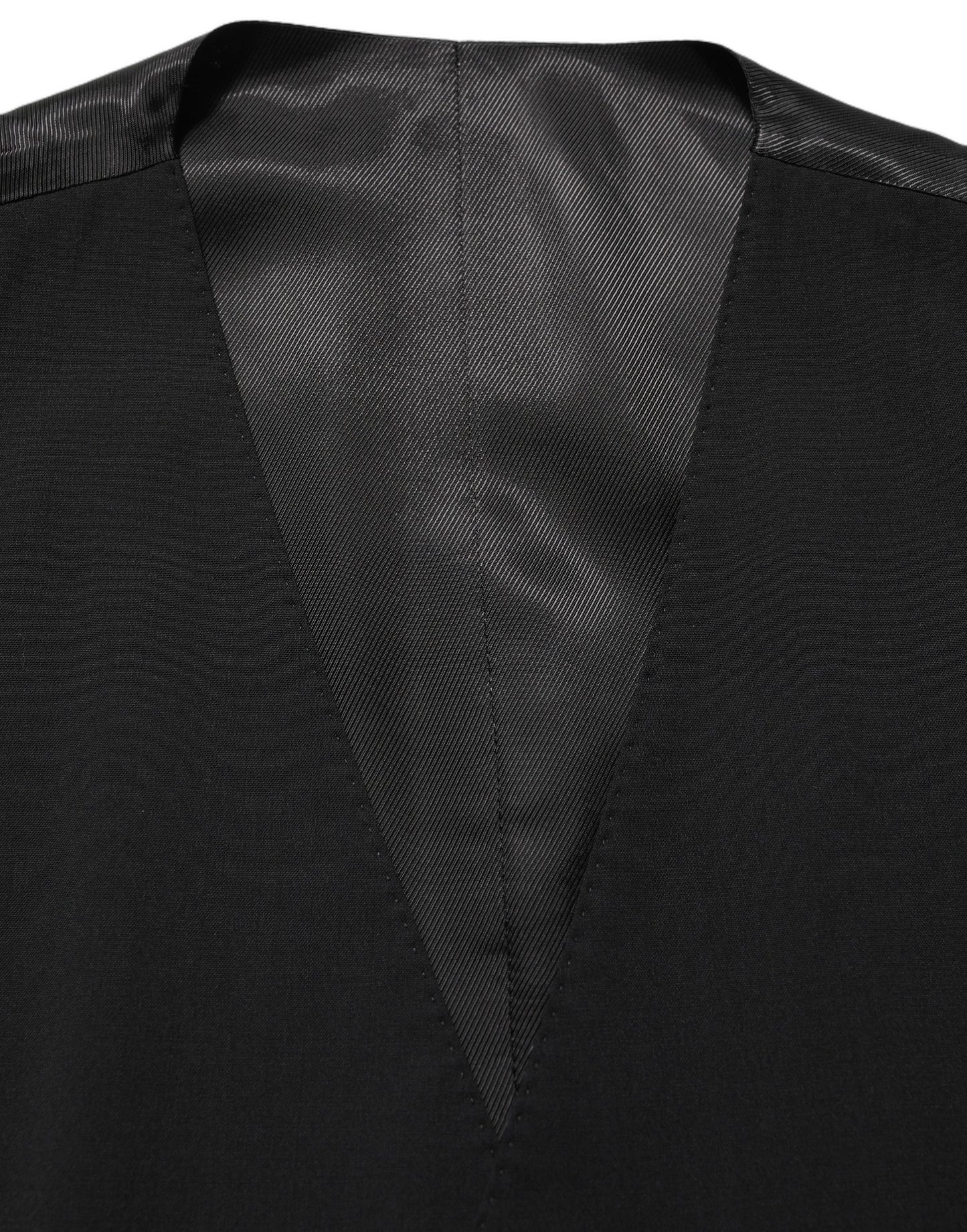 Black Wool Single Breasted Waistcoat Vest