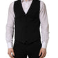 Black Wool Single Breasted Waistcoat Vest