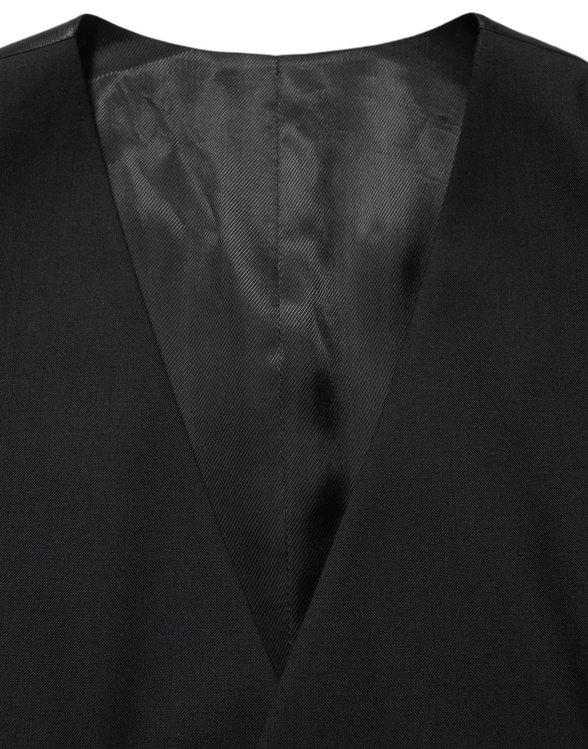 Black Wool Single Breasted Waistcoat Vest