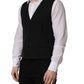 Black Wool Single Breasted Waistcoat Vest