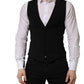 Black Wool Single Breasted Waistcoat Vest