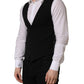 Black Wool Single Breasted Waistcoat Vest