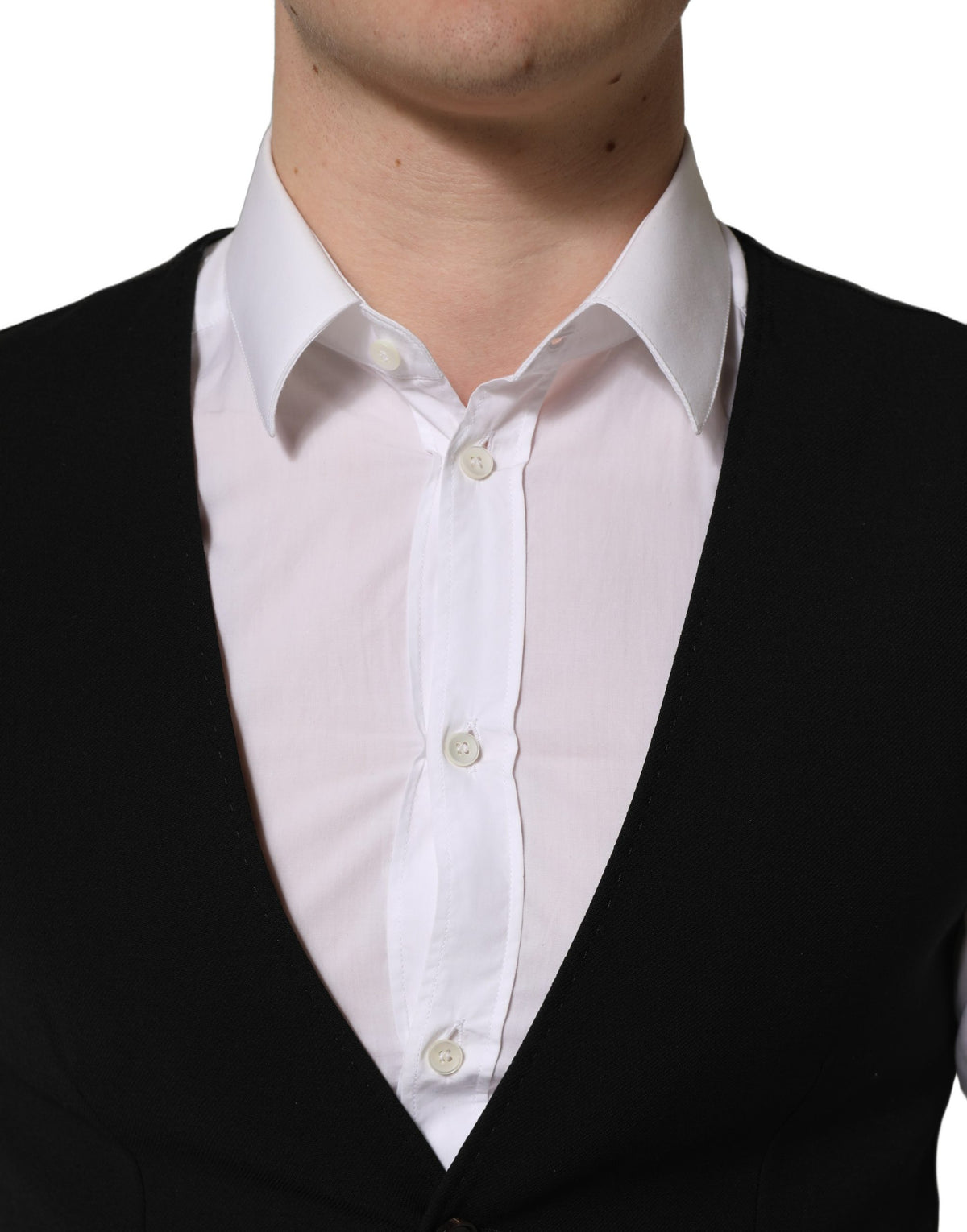 Black Wool Single Breasted Waistcoat Vest