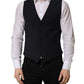 Black Wool Single Breasted Waistcoat Vest