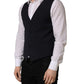 Black Wool Single Breasted Waistcoat Vest