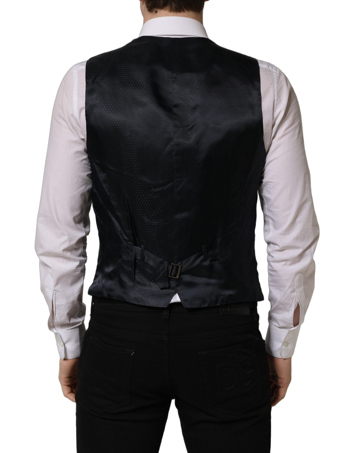 Black Wool Single Breasted Waistcoat Vest