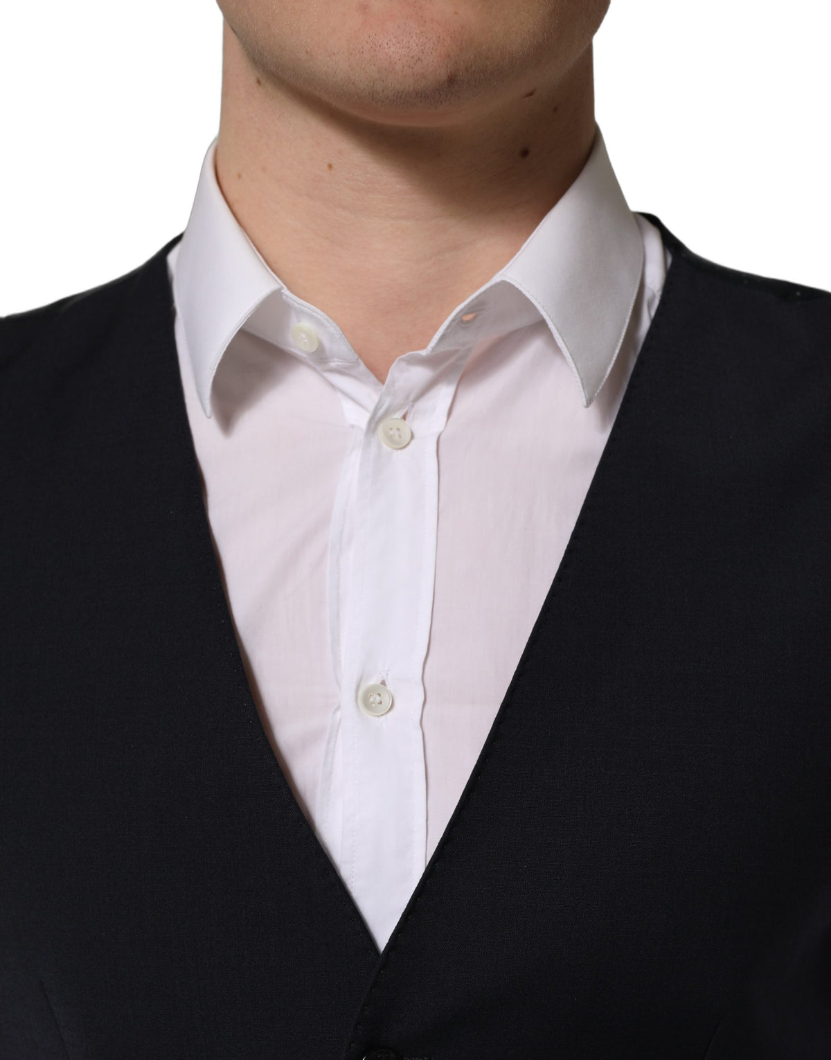 Black Wool Single Breasted Waistcoat Vest