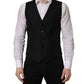 Black Wool Single Breasted Waistcoat Vest