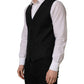 Black Wool Single Breasted Waistcoat Vest