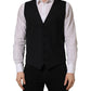 Black Wool Single Breasted Waistcoat Vest