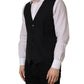 Black Wool Single Breasted Waistcoat Vest