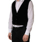 Black Cotton SingleBreasted Waistcoat Vest