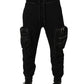 Black Mid Waist Cargo Jogger Sweatpants Pants