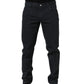 Black Cotton Mid Waist Skinny Men Denim Jeans