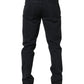 Black Cotton Mid Waist Skinny Men Denim Jeans