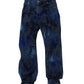 Blue Tie Dye Cotton Men Straight Denim Jeans
