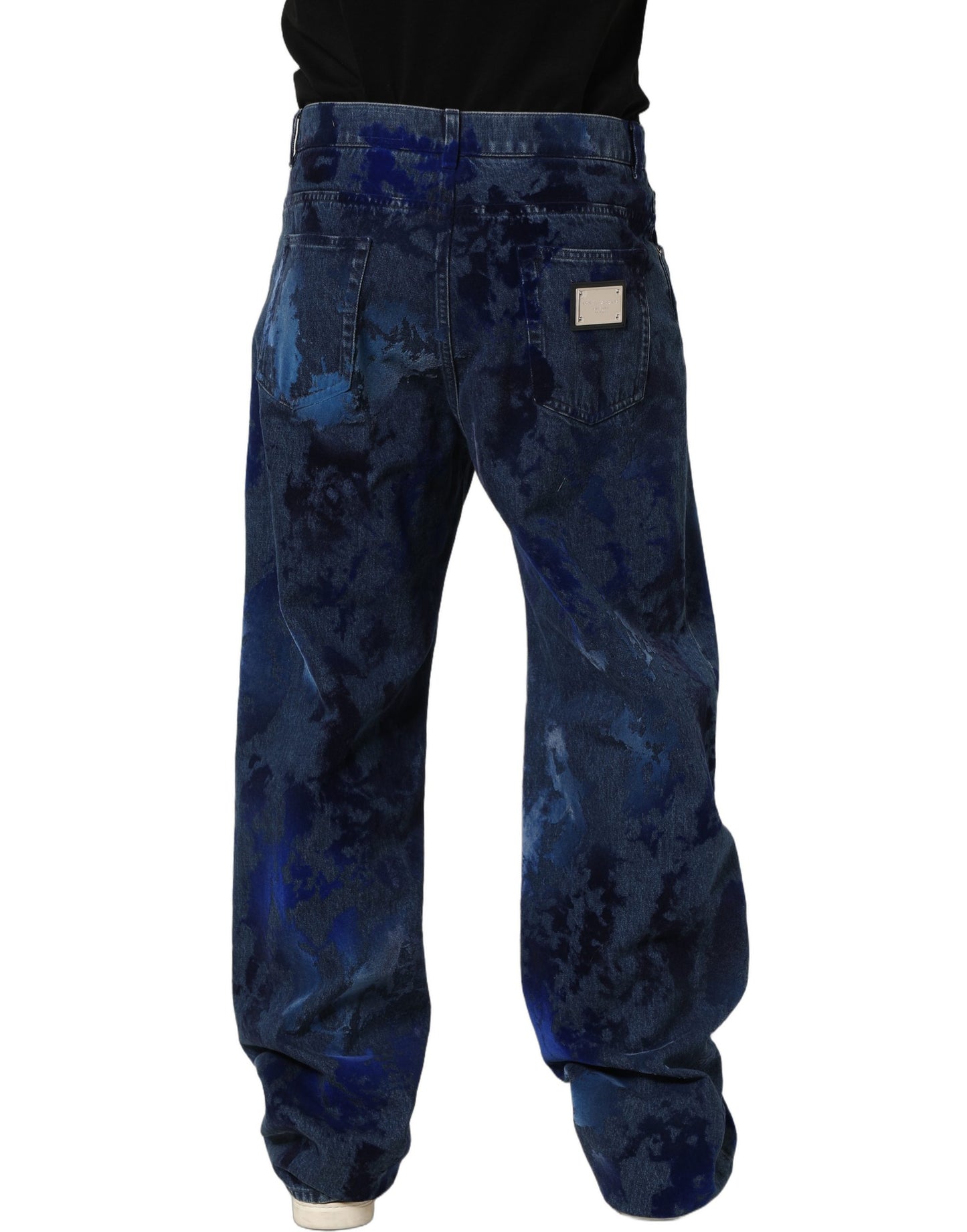 Blue Tie Dye Cotton Men Straight Denim Jeans
