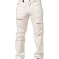 White Cotton Distressed Straight Denim Jeans