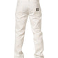 White Cotton Distressed Straight Denim Jeans