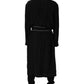 Black 100% Silk Robe Men Wrap Coat Jacket