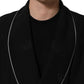 Black 100% Silk Robe Men Wrap Coat Jacket