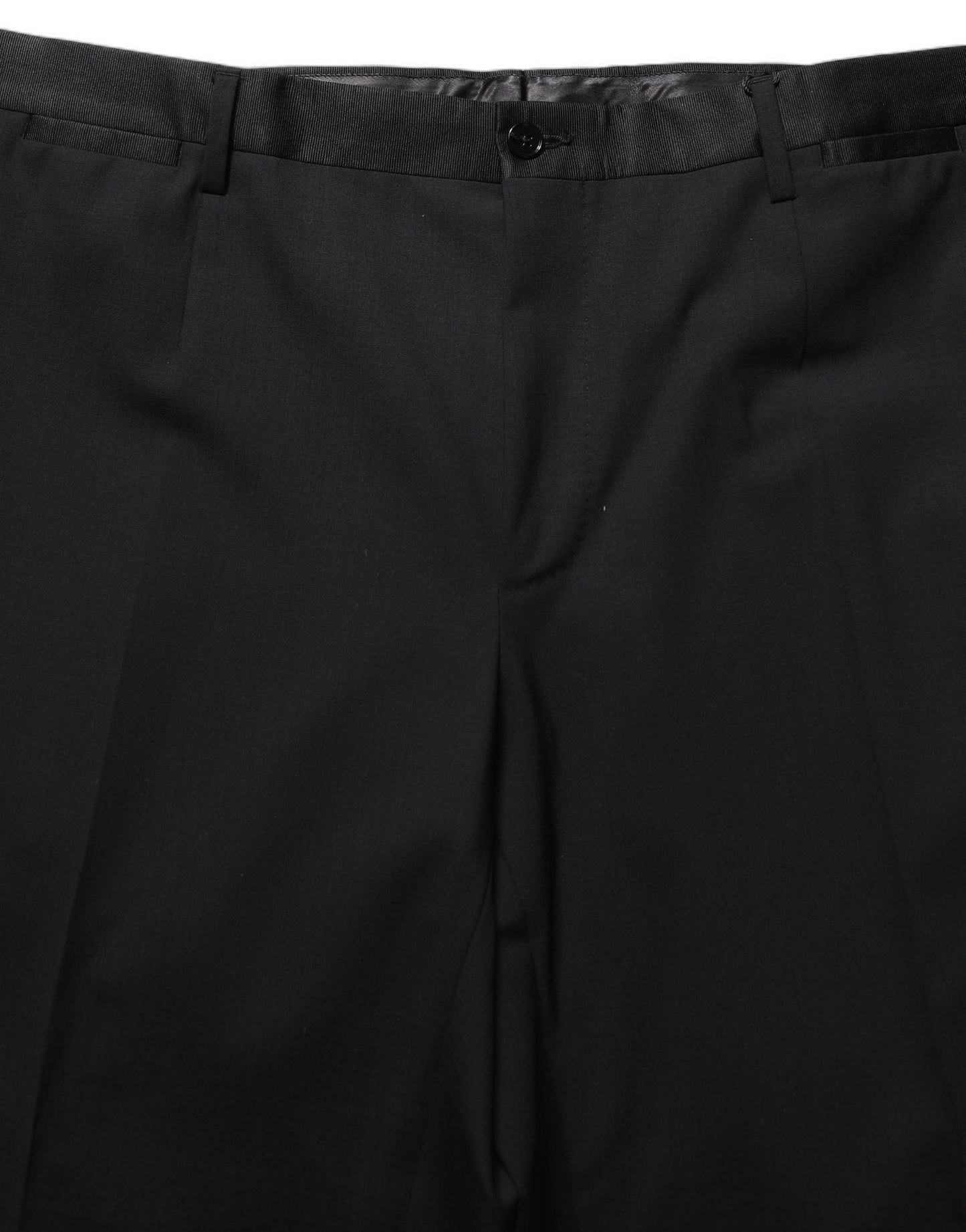 Black Wool Tapered Leg Dress Trouser Pants