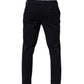 Black Cotton Tapered Leg Dress Trouser Pants