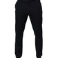 Black Cotton Tapered Leg Dress Trouser Pants