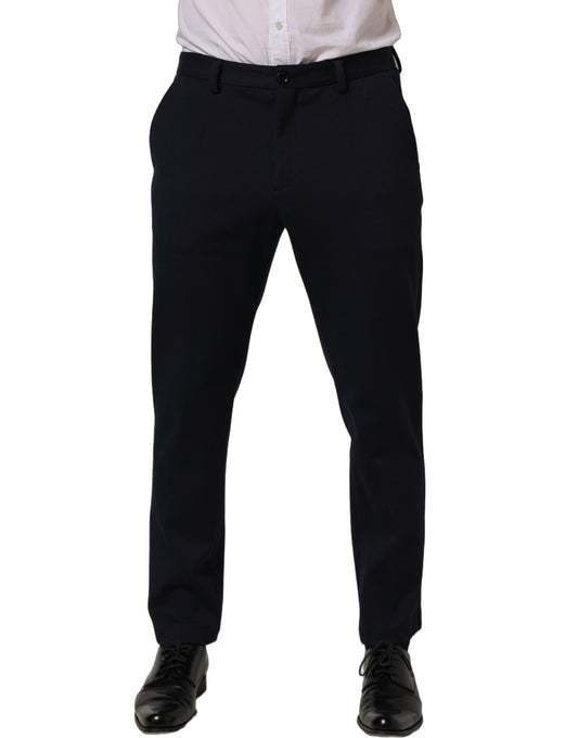 Black Cotton Tapered Leg Dress Trouser Pants