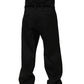 Black Cotton Straight Leg DressTrouser Pants