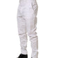 White Cotton Tapered Leg Dress Trouser Pants