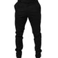 Black Cotton Tapered Leg Dress Trouser Pants