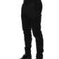 Black Cotton Tapered Leg Dress Trouser Pants